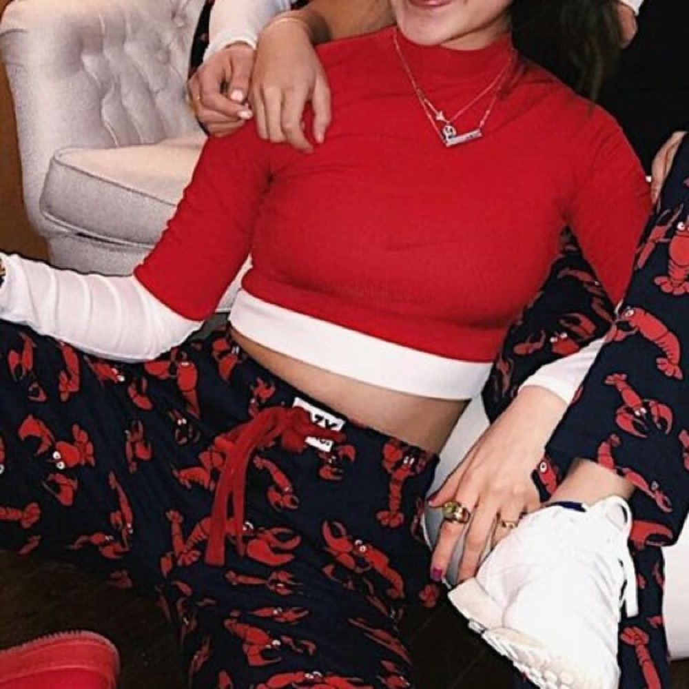 Nasty Gal red & white striped cropped top, size S.